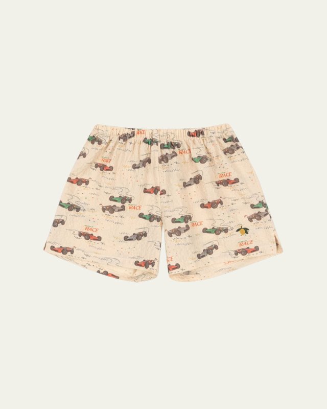 Boy's Elliot Race Car Printed Shorts, Size 9M-10